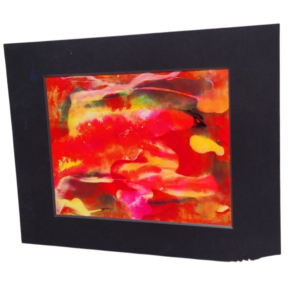 Abstract Wall Art Painting on Photo Paper by Local Artist in Red, Yellow, Green